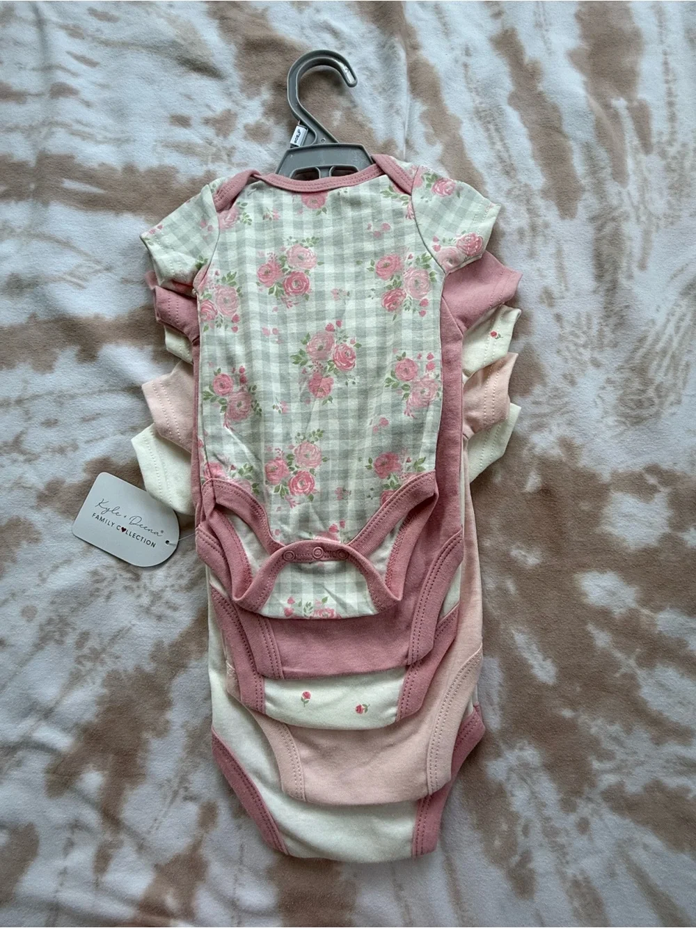 Baby Girls Pink & Cream Floral Bodysuit Set - 5 Pack 0-3M